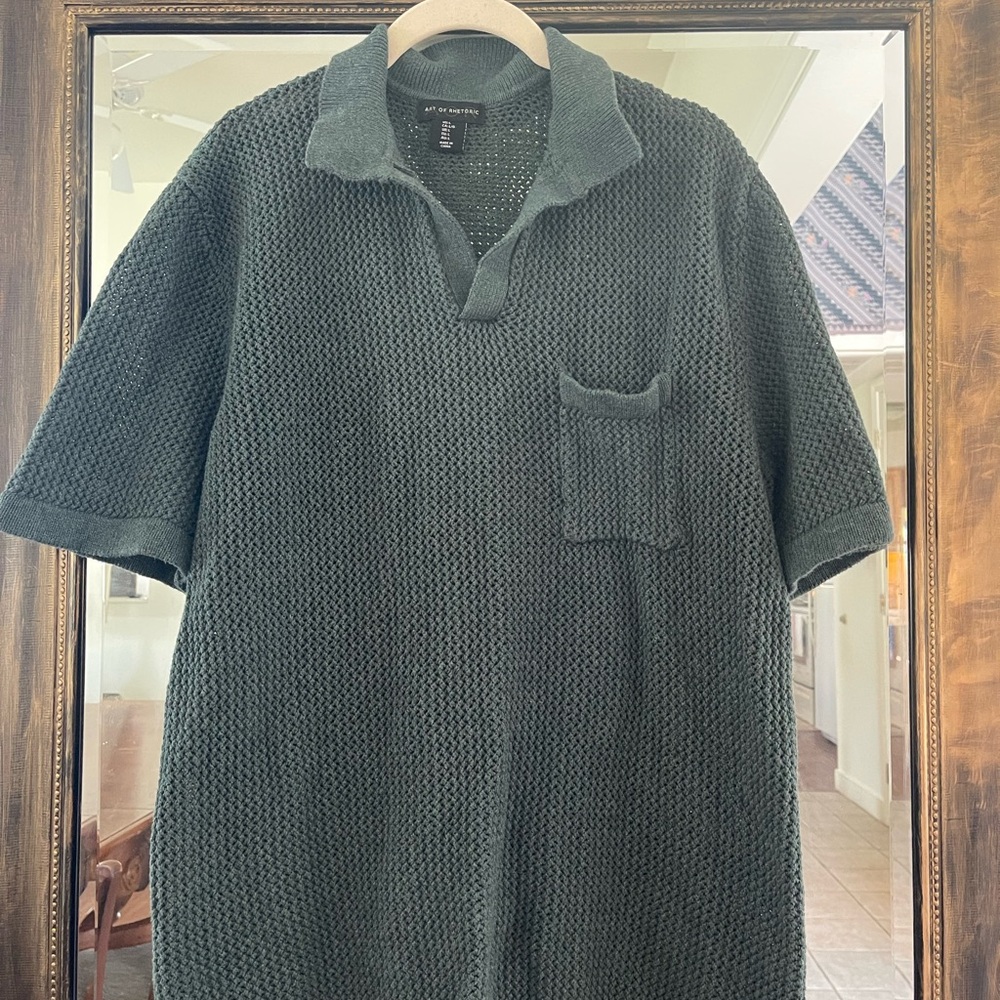 Men's Green Knit Cotton Polo Shirt